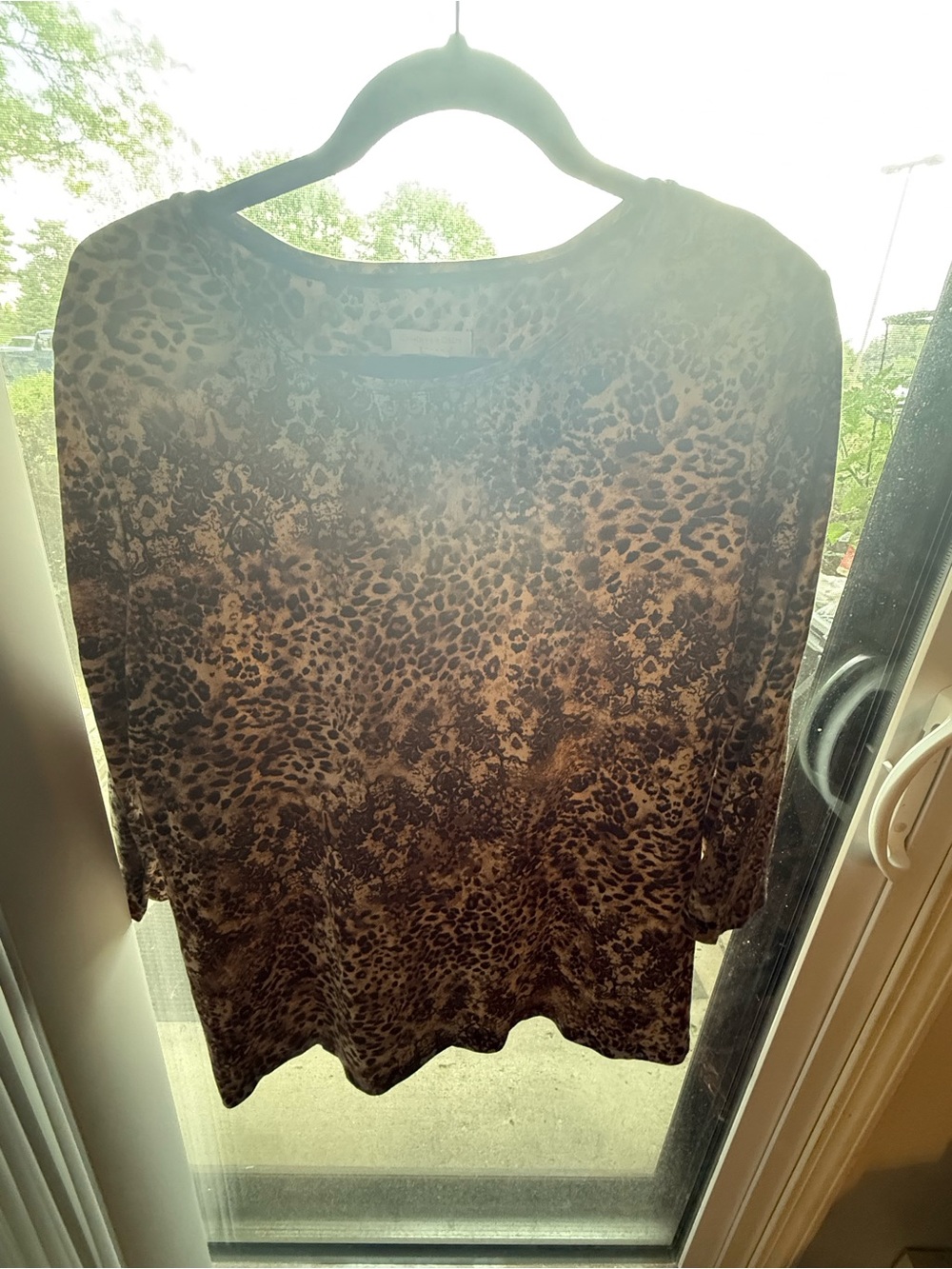 Charter Club Brown and Black Animal Print Long Sleeve Top